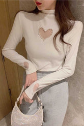 Beads Love Hole Shaped High Neck Shirts